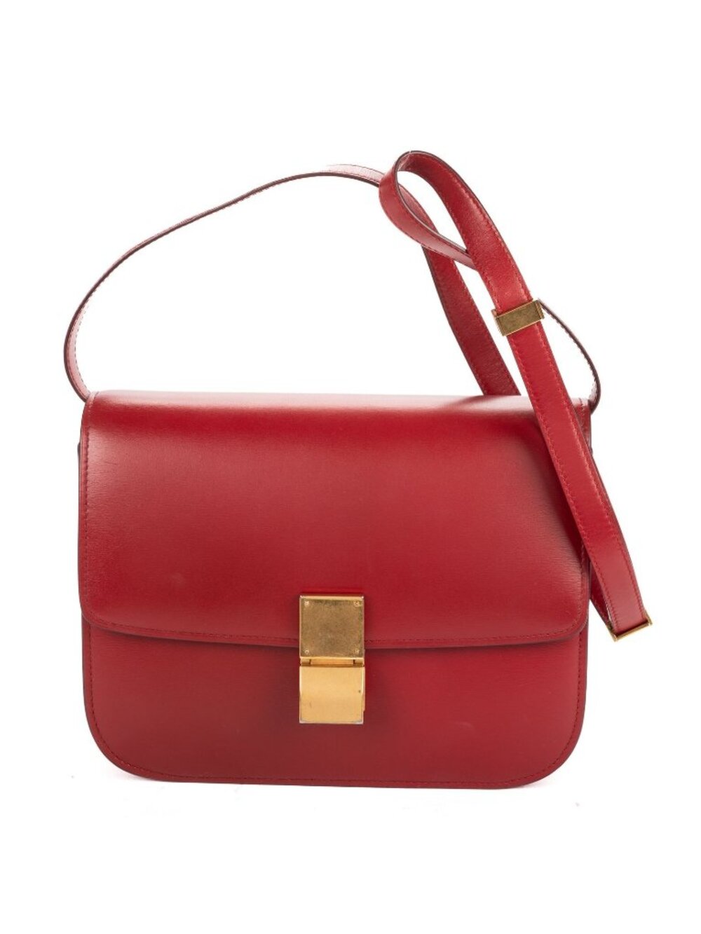 Celine Medium Classic Box Red Smooth Calfskin